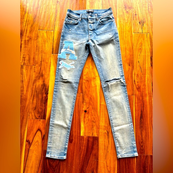 AMIRI Blue Distressed  Jeans - Picture 1 of 12